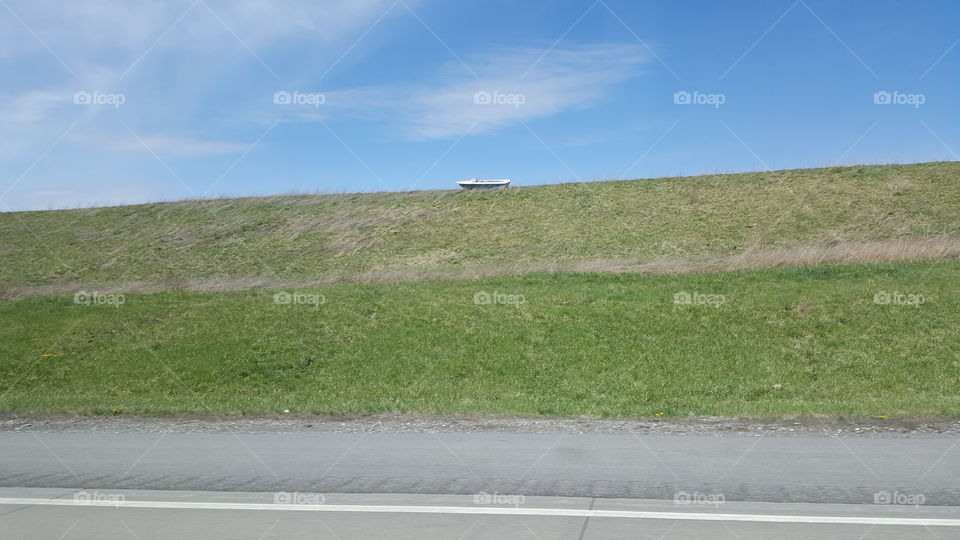 Boat on a hill