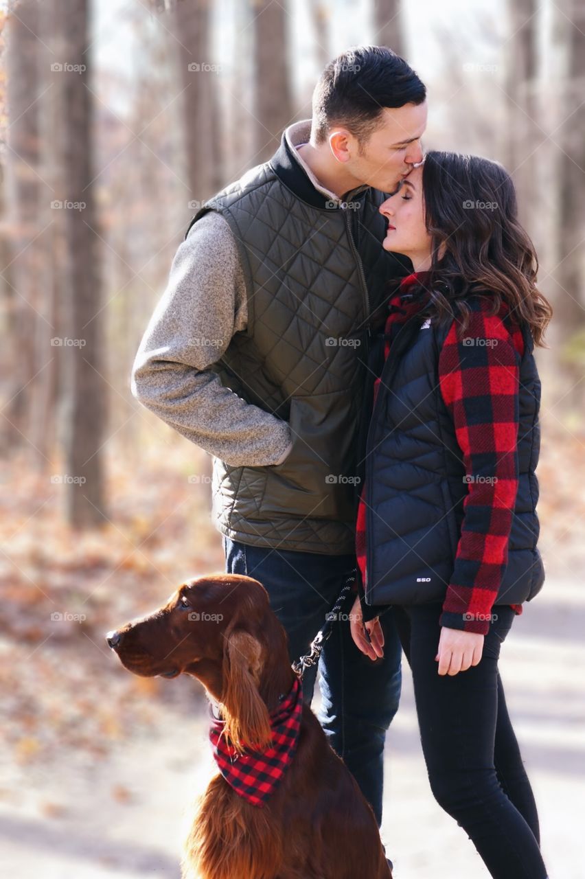 Couple with Irish setter