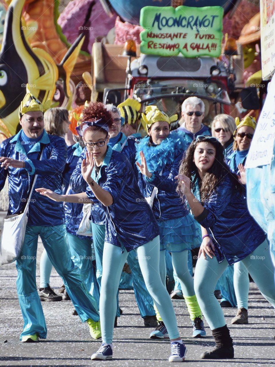 group dancing in the street