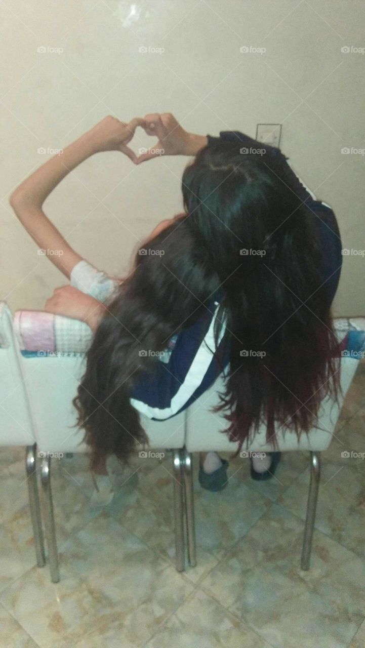 Beautiful hair of two girls.