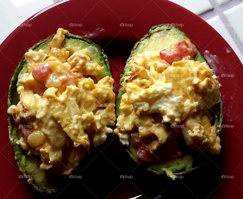 Scrambled Eggs in an Avocado