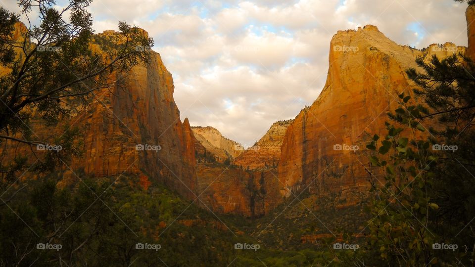 Low angle view of rocky mountain
