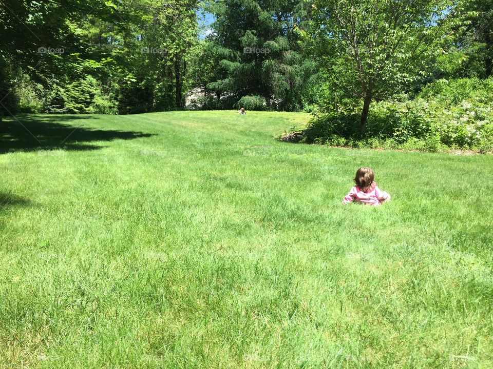 Baby in the lawn