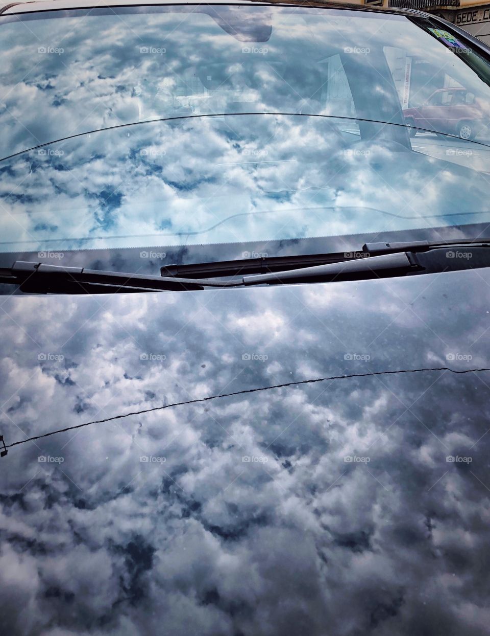 clouds in the car