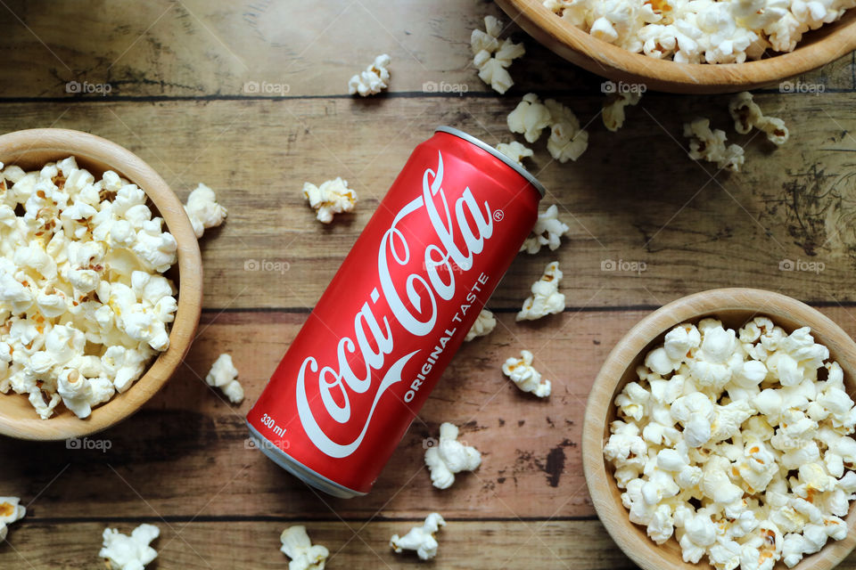 Coca-Cola with Popcorn snack