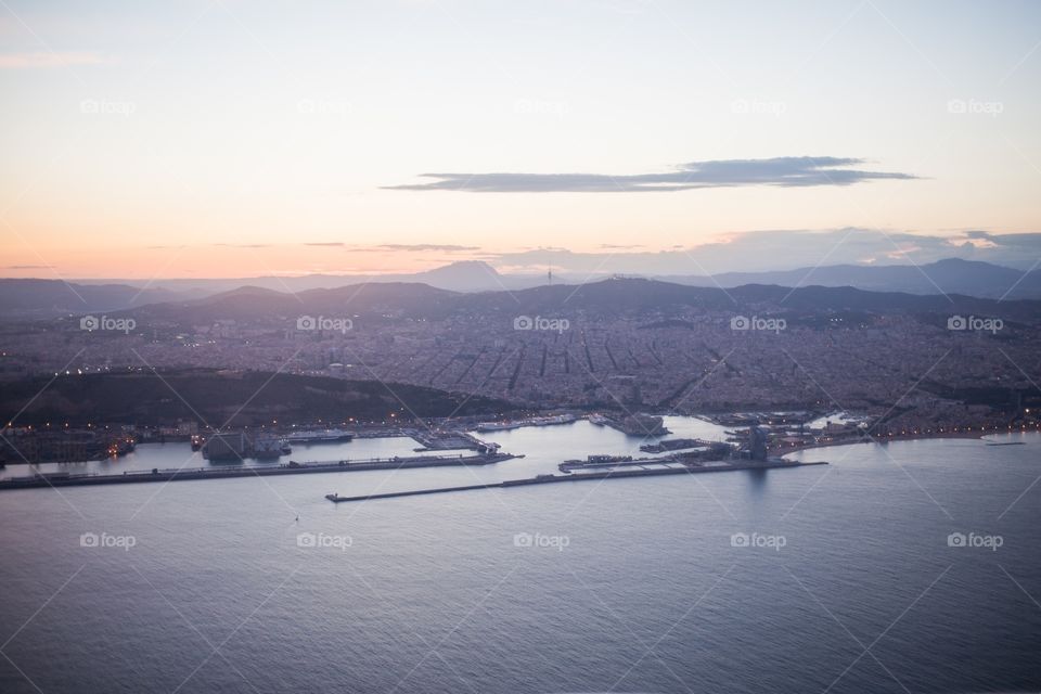 Sunset during flight to barcelona