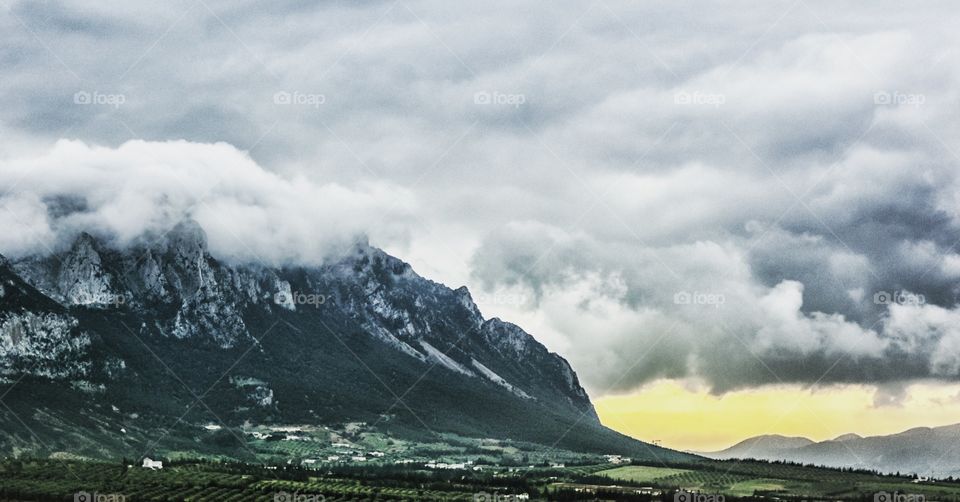 clouds and a mountain 