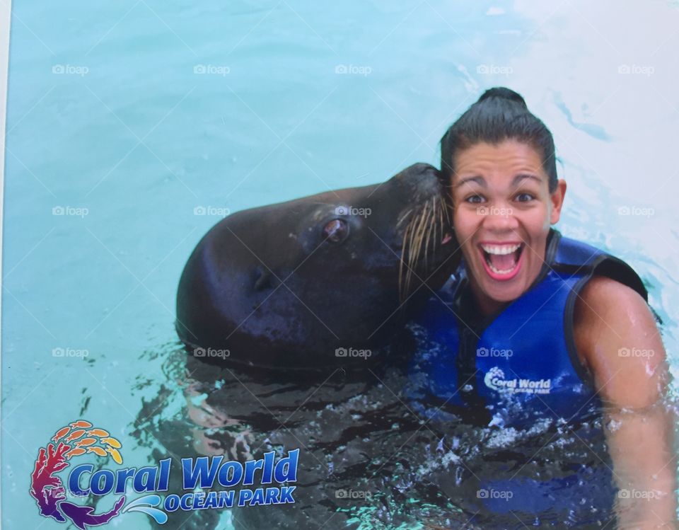 Sea lions kiss! Happiness!