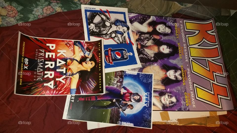 concert posters KISS and Katy Perry
