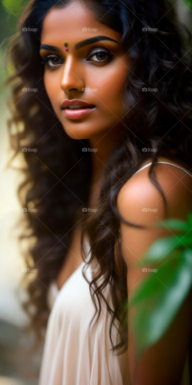Outdoor portrait of very beautiful Indian girl 