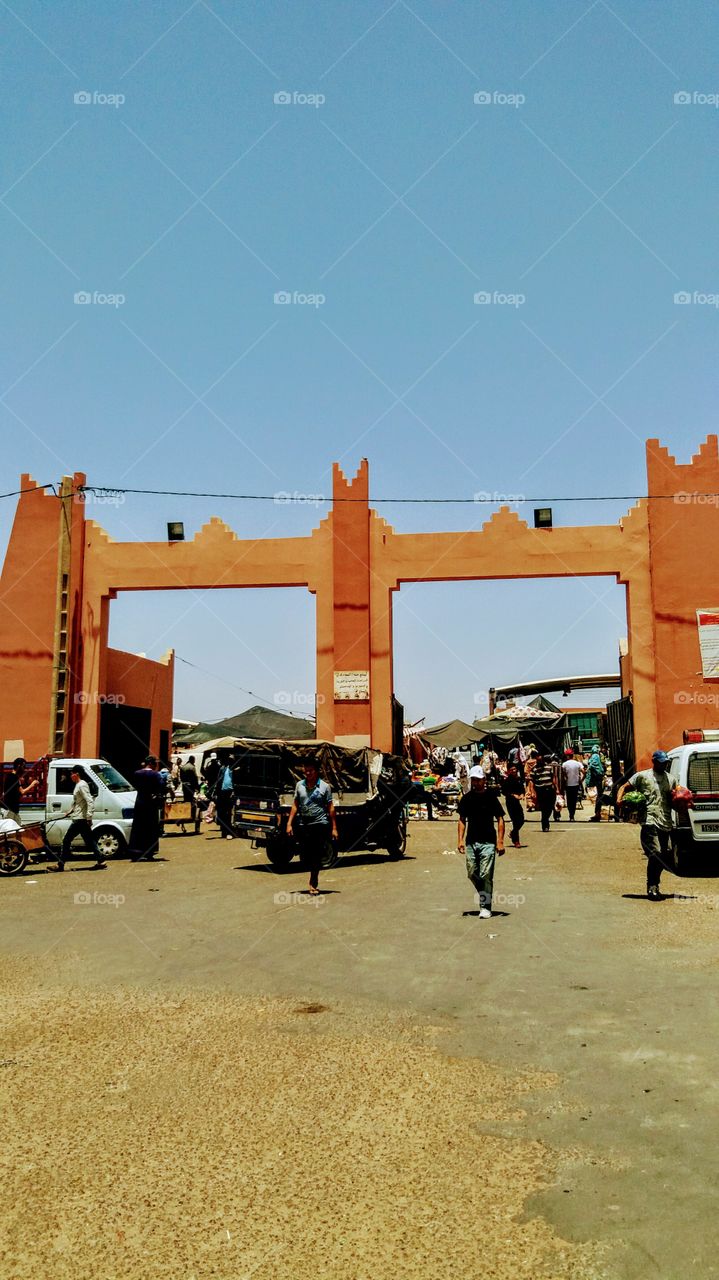 the door of a souk/market in Goulimine,Morocco