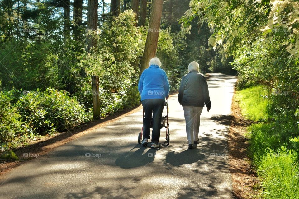 Old people taking a walk