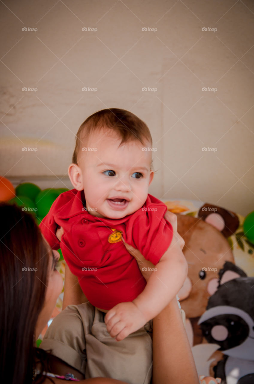 cute baby with red t-shirt