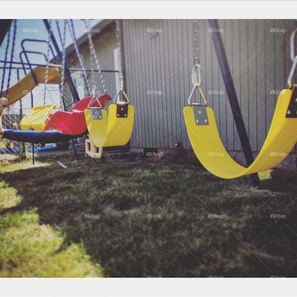 A simplistic photo of a children's play set, reminding us of a time, when all we had to worry about was having fun. Taken on May 27th, 2018, using my Essential phone camera.