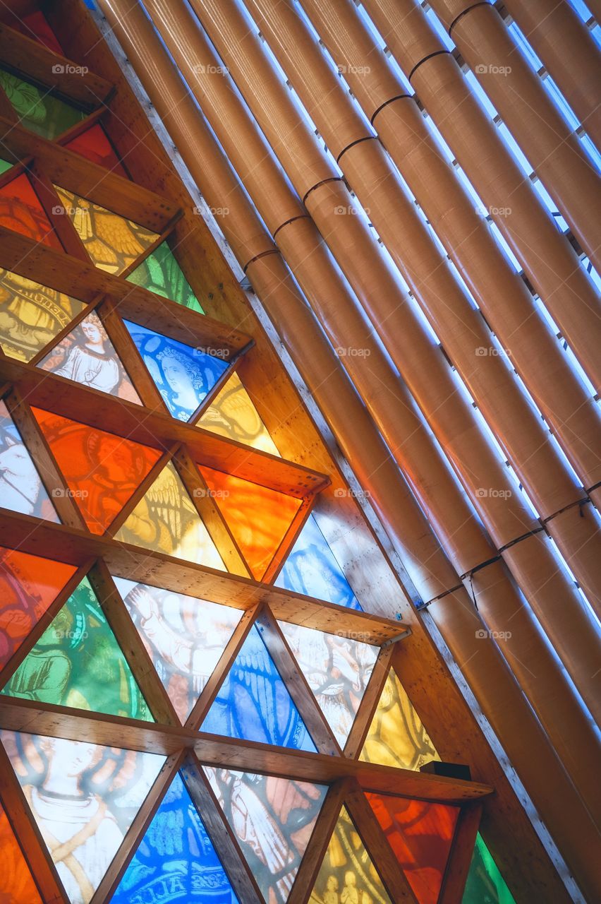 The Cardboard Cathedral. A temporary church built from recycled materials to serve the city as the historical cathedral is being repaired from earthquake damage. Christchurch, New Zealand 