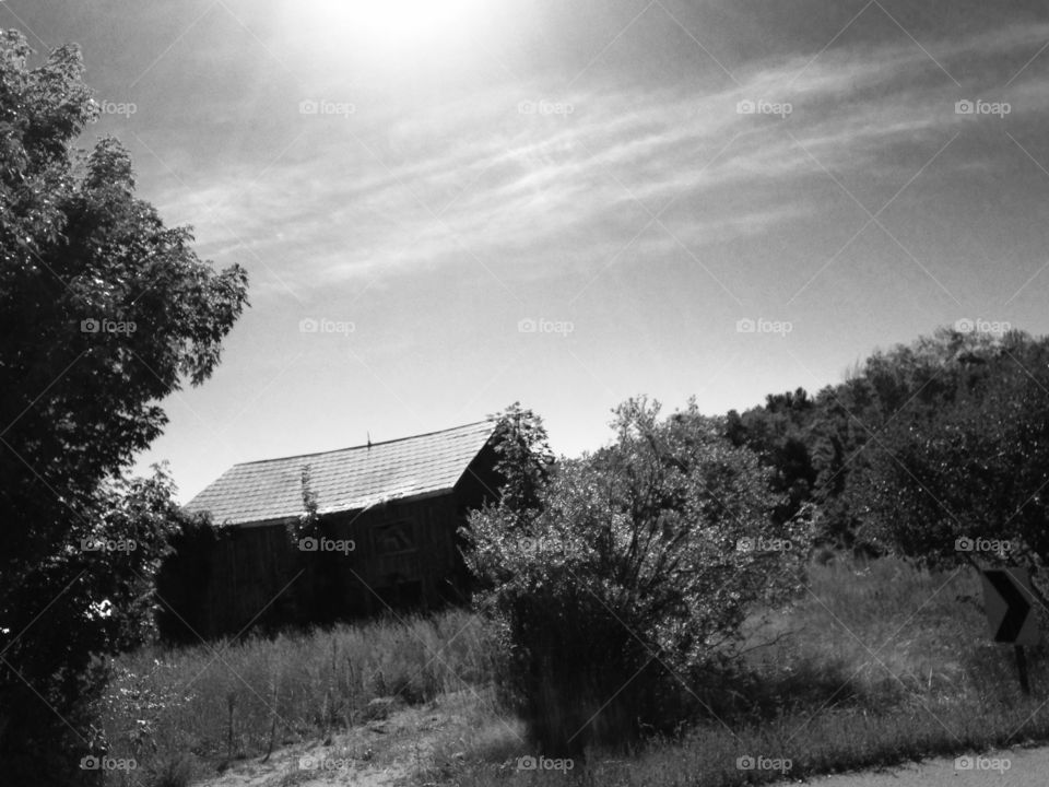 Country barn worn down by time