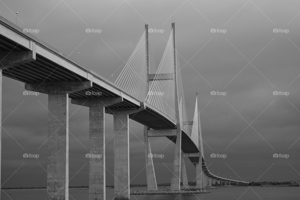 Sidney Lanier Bridge. Sidney Lanier Bridge in Brunswick, Ga. It is a cable stayed bridge that spans 7,779 ft. It is 486 ft  tall. 