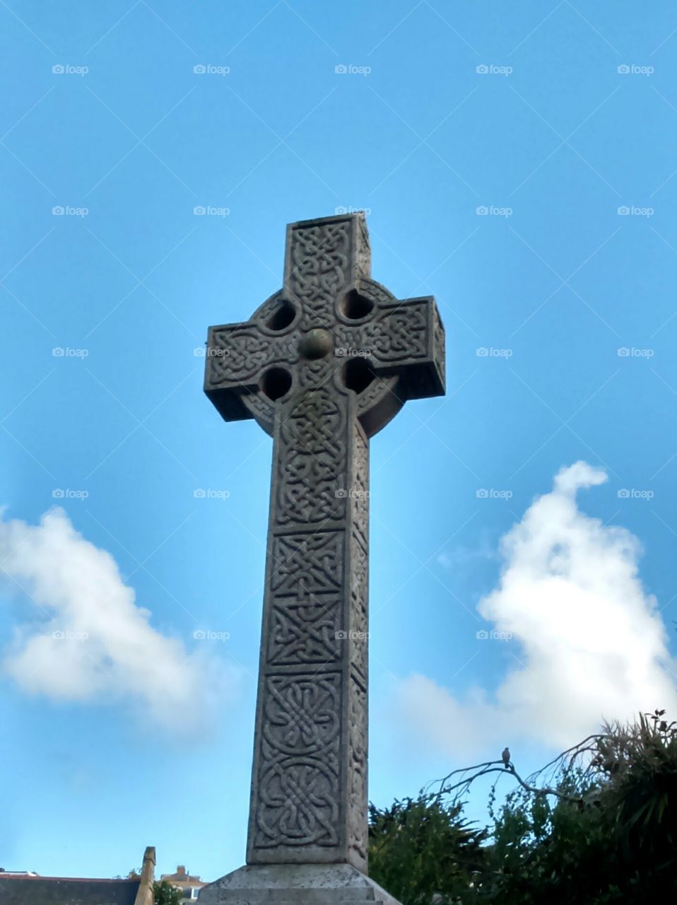 Celtic cross in St Ives Cornwall UK. it's a war memorial.