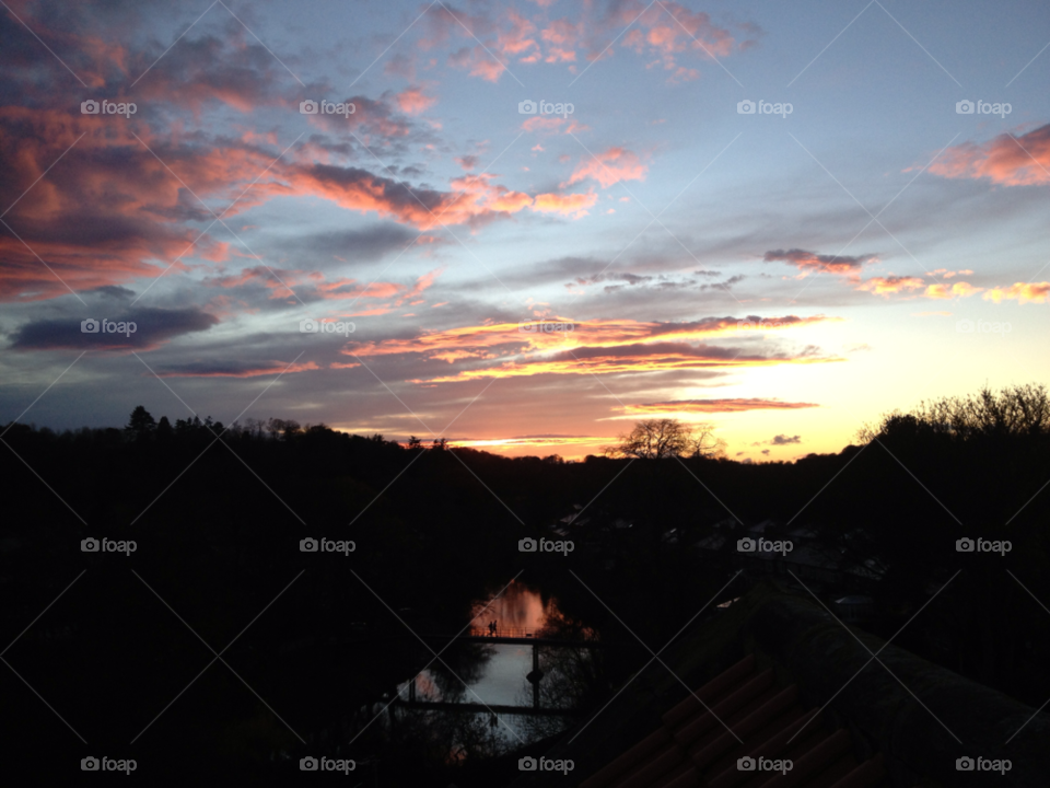 morpeth sunset river roof tops sherbet sky by pixy