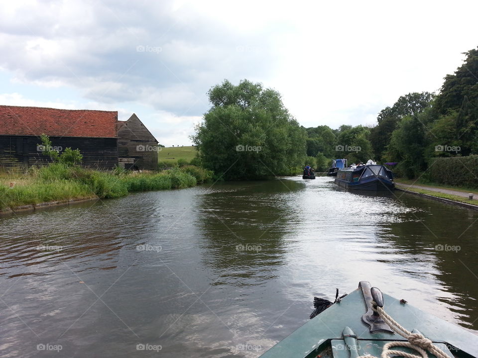 A canal boat ride on an overcast day