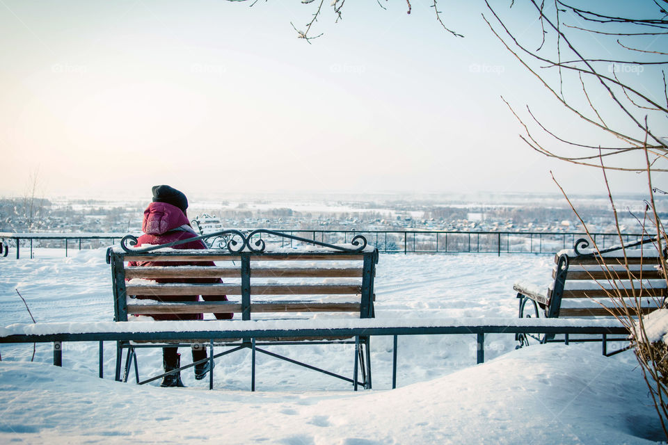 Sitting on a bench