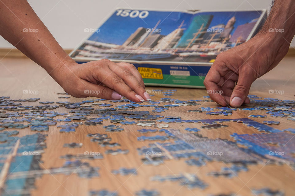 Working together on a puzzle