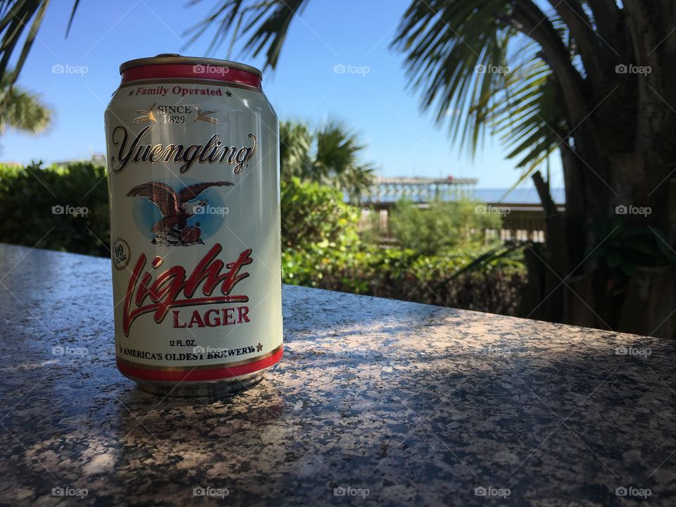 Best beer in Myrtle Beach yuengling light, cold and beachy  