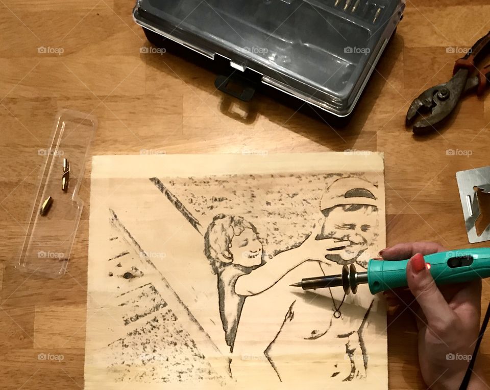 Woodburning a photo 