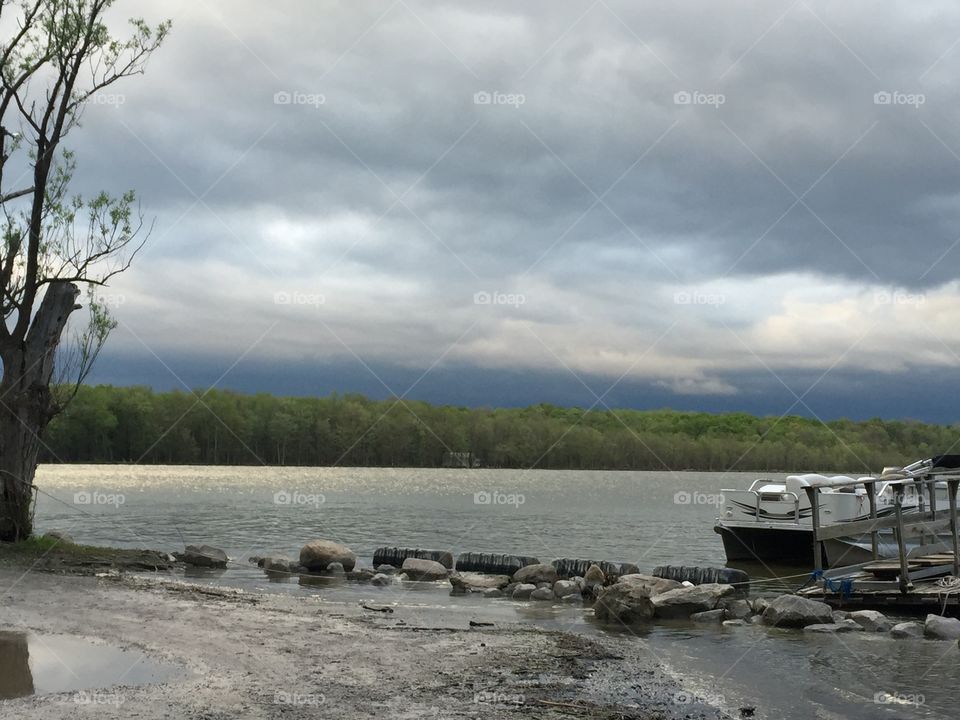 Dark cloud over lake 
