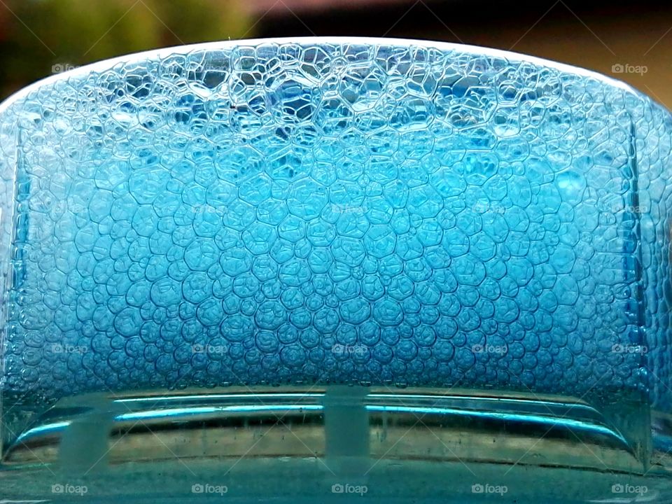 blue bubbles in glass