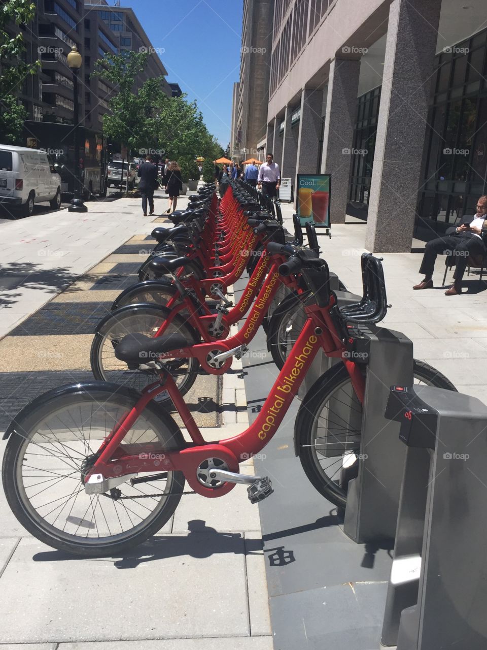 Red City bikes in a row