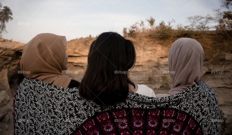 three women in shawl