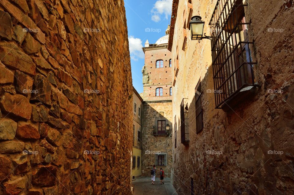 View of Toledo-Moctezuma Palace in the historic centre of Cáceres, Extremadura, Spain.