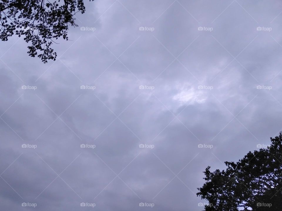 Cloudy blue sky in the evening