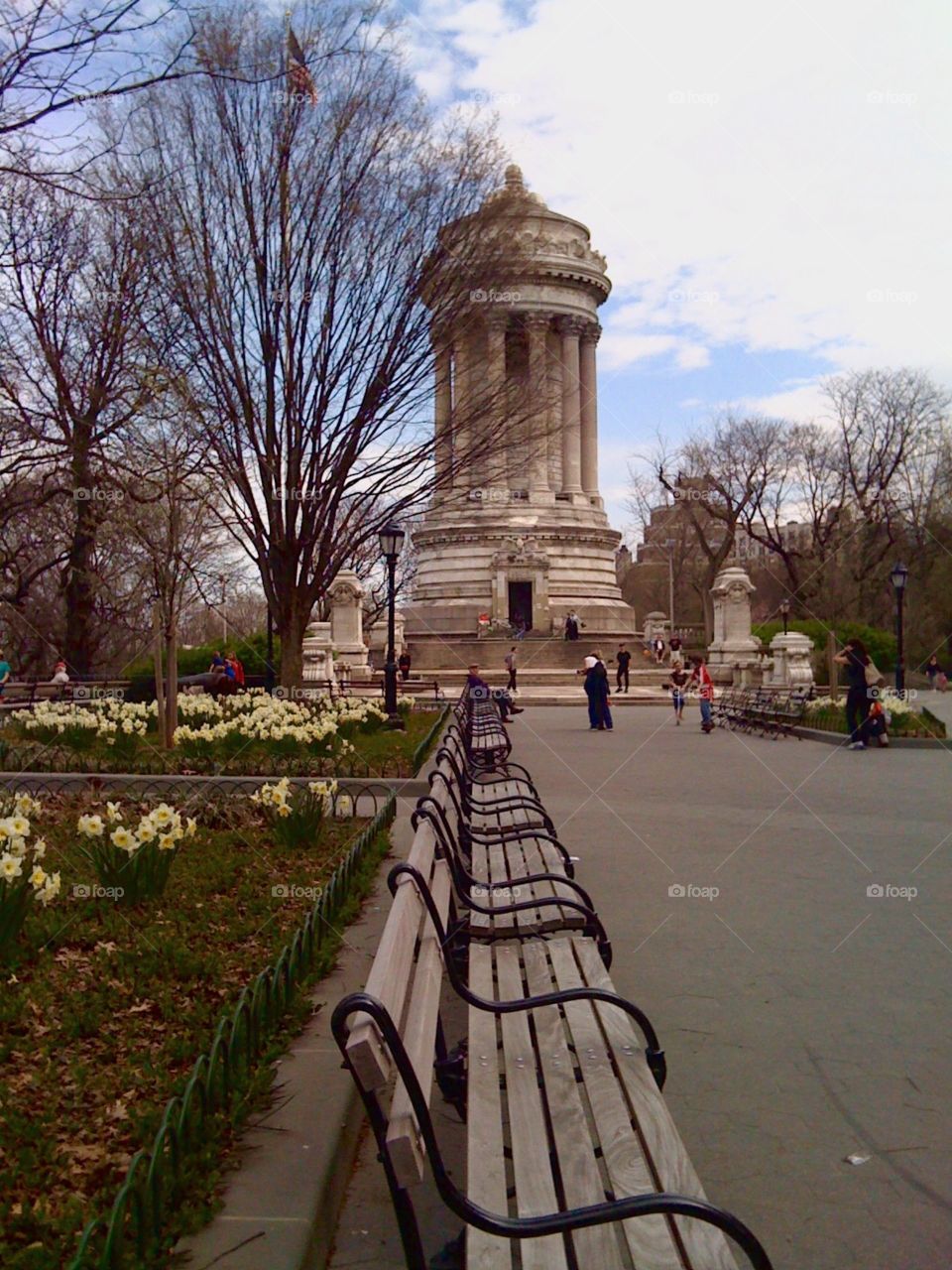 Monument in spring. Soldiers and Sailors Monument in Riverside Park, Upper West Side, Manhattan.