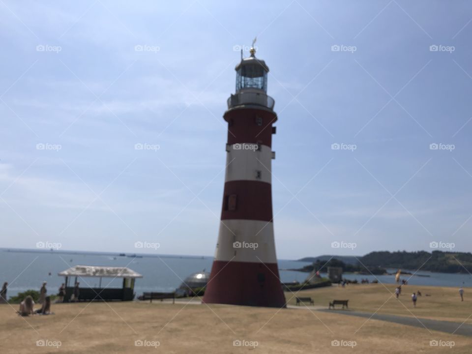 A striking shot of Plymouth Hoe, Plymouth, UK on a scorching hot sunny day.