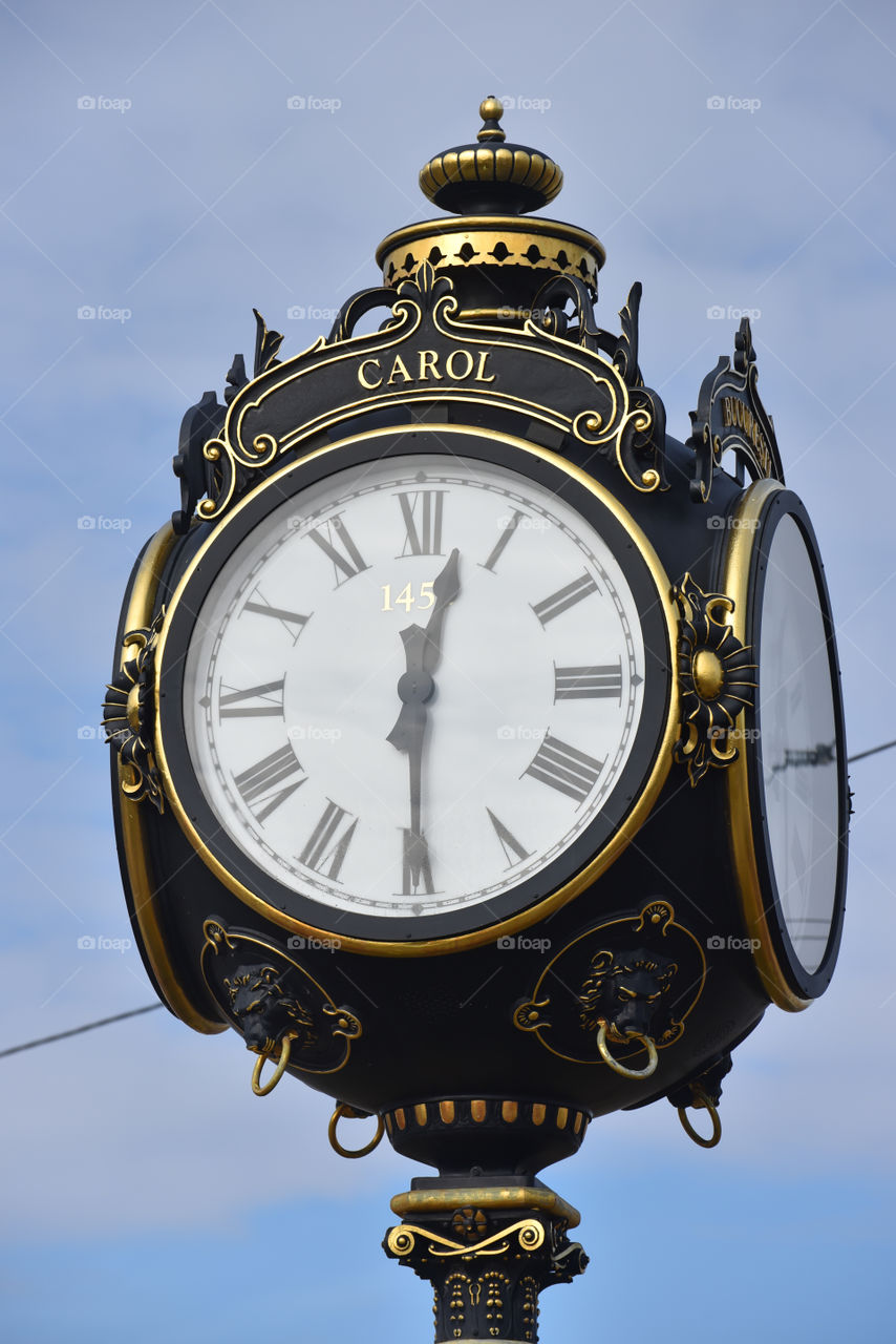 Carol Park retro style clock, Bucharest, Romania