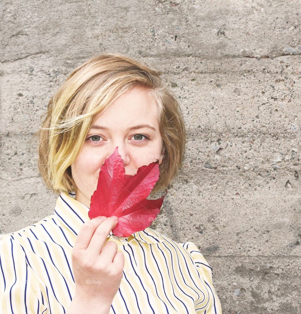 Girl with maple leaf