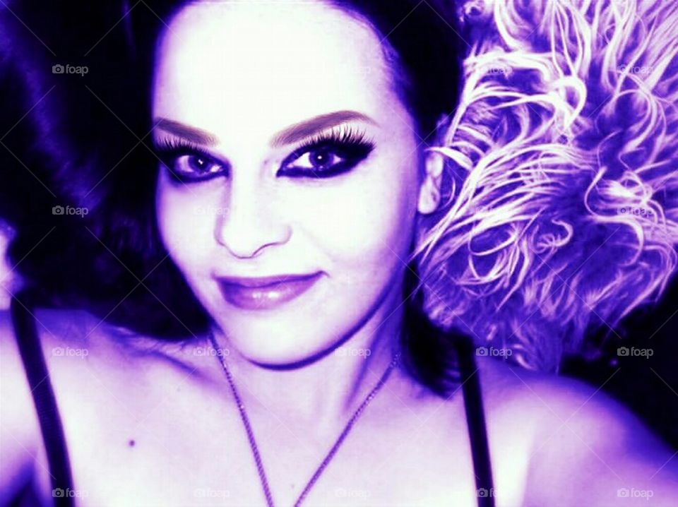 Close-up portrait of smiling model