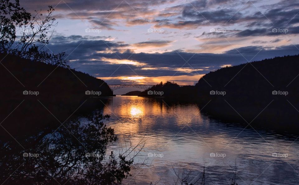 Deception Pass Bridge sunset