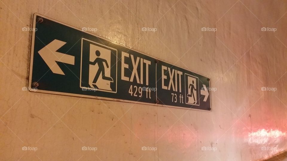 exit sign in tunnel