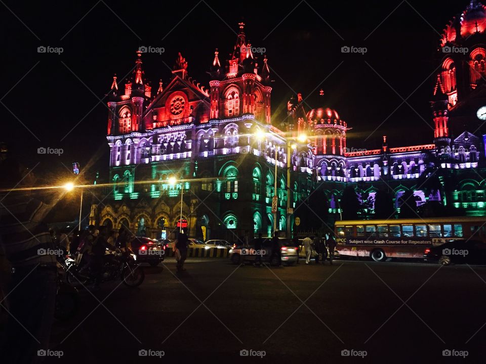 The station lit up in tricolour on Independence Day in India ! 15th August ! Day of freedom ! Taken from iPhone X 