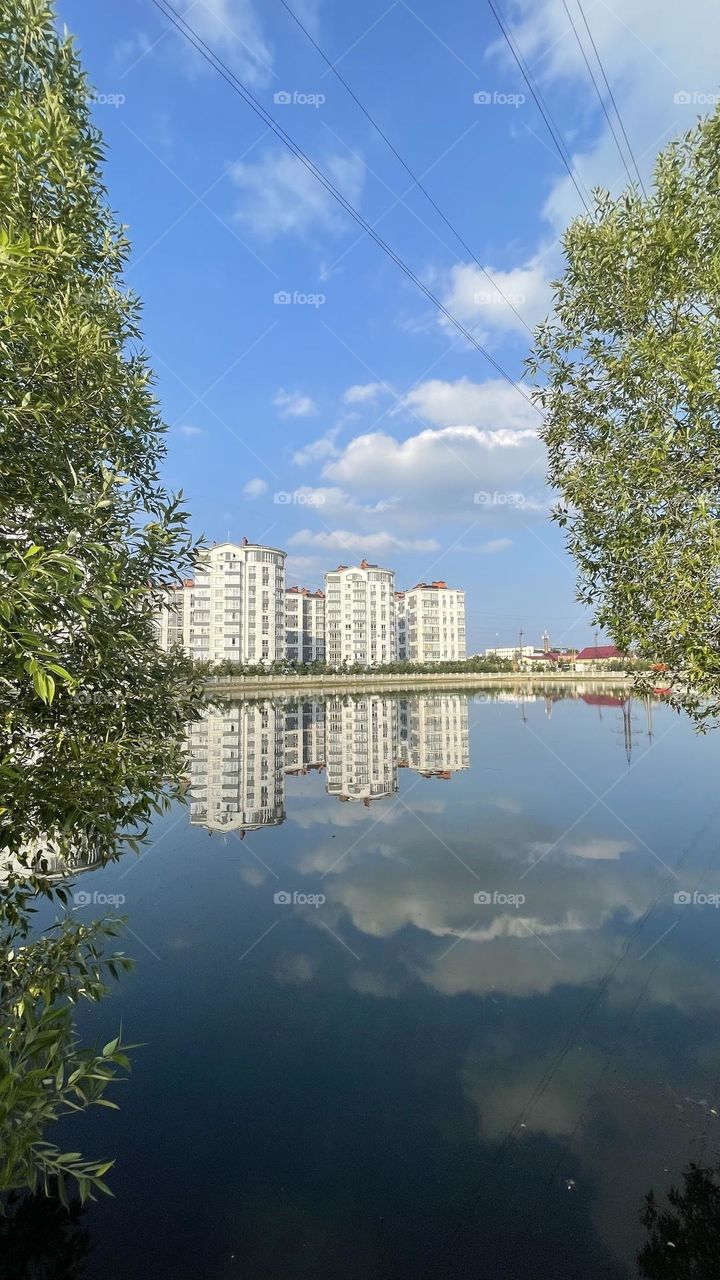 reflection of houses