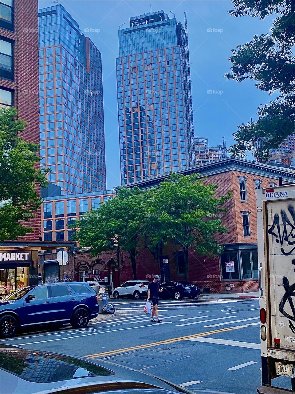 This is “Manhattan Ave” and “Clay St” in “Greenpoint”, Brooklyn, the second to last stop on the bus that brought me back to “Newtown Creek” from “Bushwick” where I had some errands to do. 2023. Hypnotic Productions