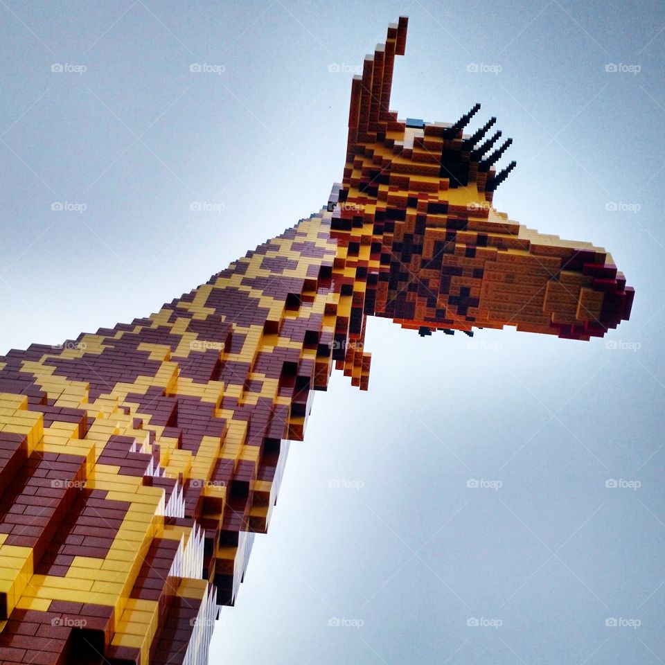 Lego giraffe. Large Lego giraffe at Assembly Row in Somerville Ma