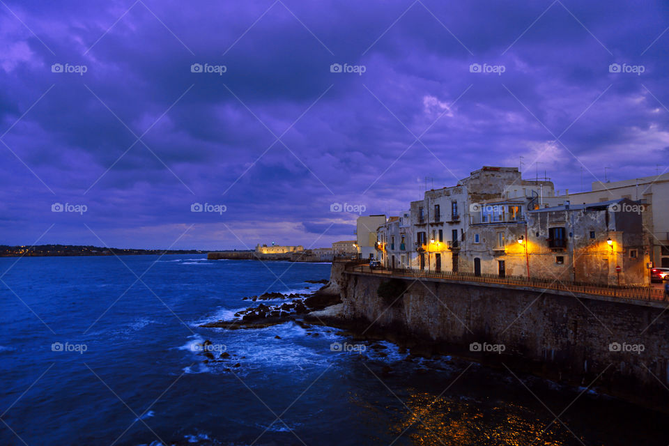 Seafront of Ortigia (Siracusa) in Sicily 