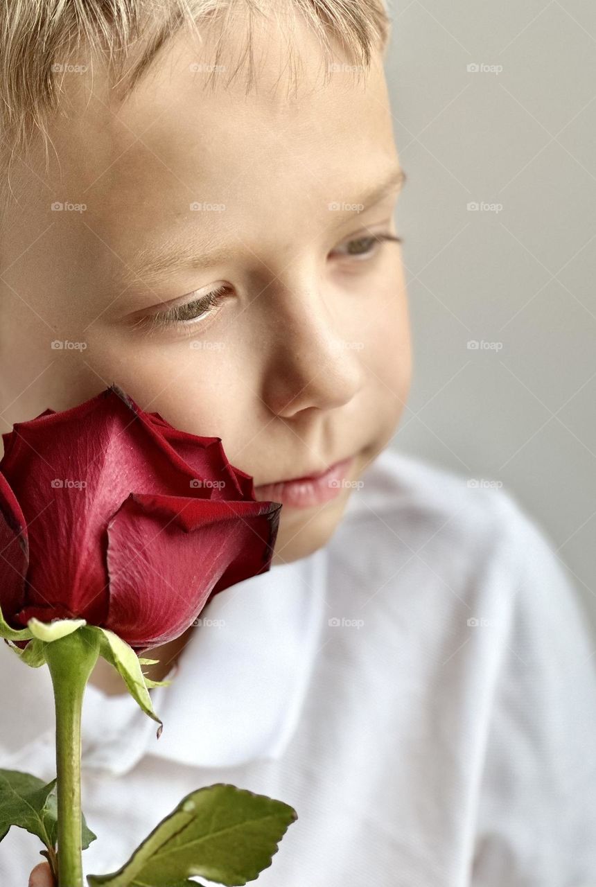 boy with a rose