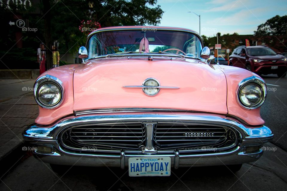 Pink classic car