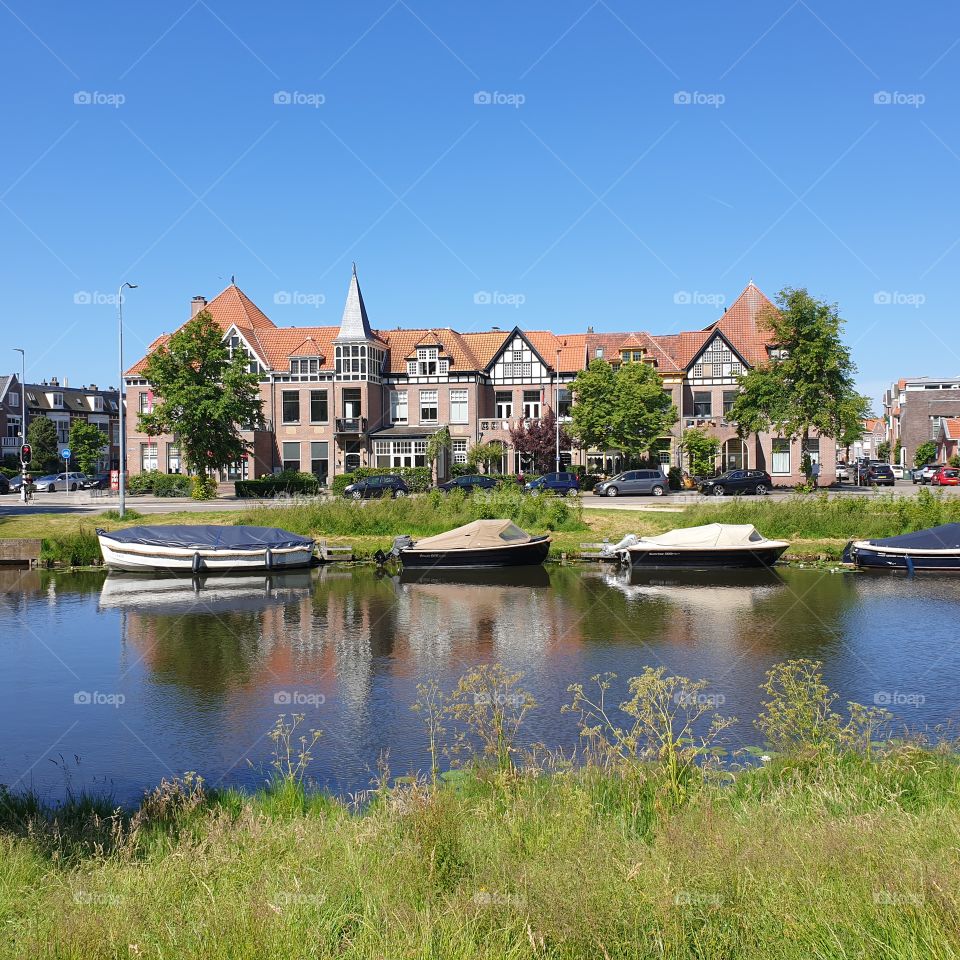 Old city house with red roof