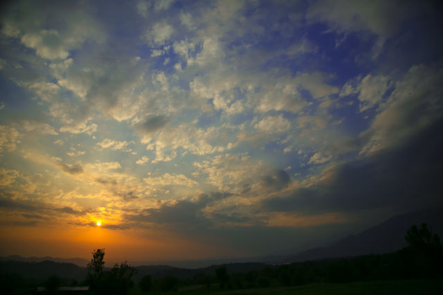 Silhouette of mountain during sunset